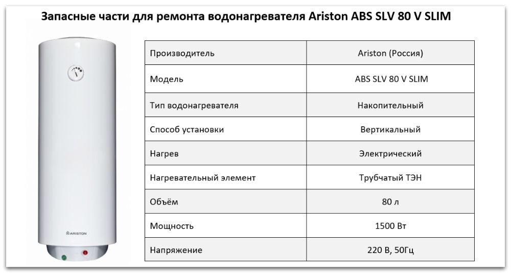 Купить запчасти Ariston ABS SLV 80 V SLIM в Владимире